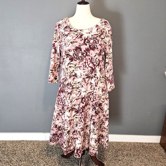 Appleseeds Midi Modest Floral Dress XL - Picture 1 of 10